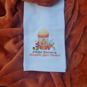 NEW Blessed stressed and pumpkin spiced obsessed" Decorative Kitchen Towel